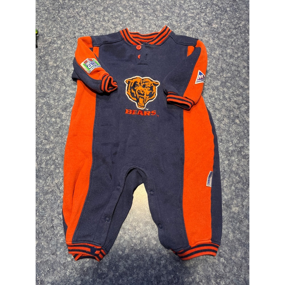 Vintage Chicago Bears NFL Kids Mighty-Mac Romper Navy Orange 6/9M